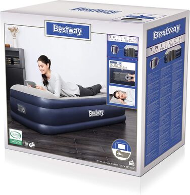 Надувний матрац Bestway Tritech, Vento, 191 x 97 x 46 см, одномісний, із вбудованим електричним насосом