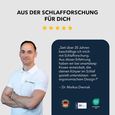 Подушка для шиї smartsleep ергономічна подушка з віскозної піни, підтримка шийного відділу хребта для сну на спині та на боці