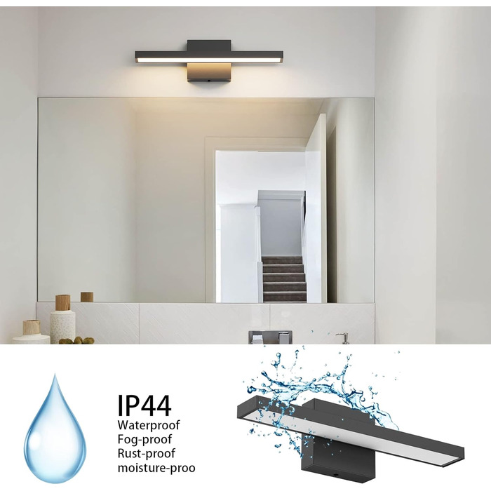 Світлодіодне дзеркальне світло для ванної кімнати Klighten 40 см, 12 Вт IP44 Лампа для ванної кімнати, Дзеркальна лампа для ванної