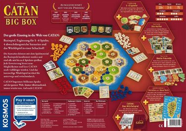 Ексклюзивно на Storeo, стартовий набір з Catan - The Game, що включає розширення, гру з кубиками та 4 сценарії, для 3-6 гравців віком від 10 років і старше, Поселенці Катана, 693152 Catan - Big Box