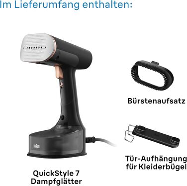 Паровий випрямляч Braun QuickStyle 7 GS7077BK, технологія Dual FreeGlide 3D, технологія FastSteam, відпарювач, пара 35 г / хв, рез