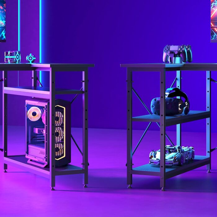 Комп'ютерний стіл Bestier з відсіками для зберігання Письмовий стіл Невеликий Г-подібний кутовий стіл з полицями 140 см Реверсивни