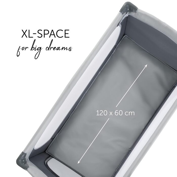 Дорожнє ліжечко Hauck Sleep N Play Go Plus з сумкою для перенесення, колесами, ігровою зоною, компактне та складне, дитяче дорожнє ліжечко для малюків від народження до 15 кг (Stone) Stone Sleep N Play Go Plus