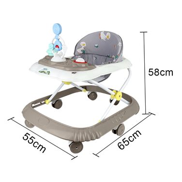 Дитячі ходунки, 4 в 1, з ігровою дошкою, 4 регульовані висоти, складані, для дітей від 6 до 18 місяців (Kaki, 58 x 55 x 65 см) kaki 58x55x65 см