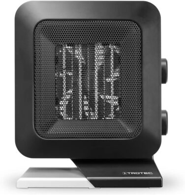 Керамічний вентилятор-обігрівач TROTEC TFC 13 E Теплова потужність 700 Вт / 1400 Вт Електричний обігрівач з термостатом, розмір приміщення від 20 м до 50 м, чорний 1400 Вт Чорний