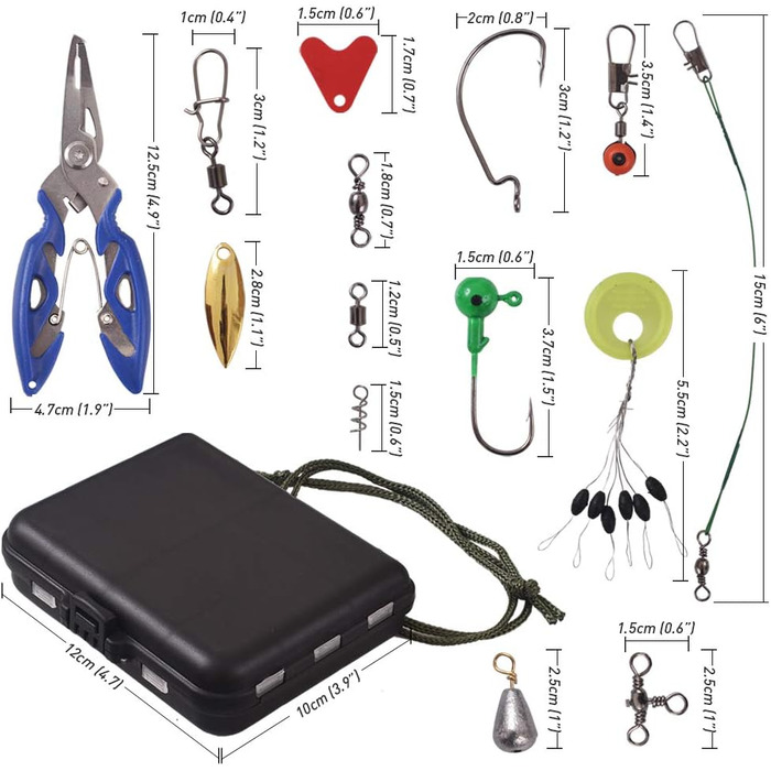 Набір рибальських аксесуарів Newk 188 шт., джиг-гачки, обважнювачі для закидання окуня, рибальські вертлюги, рибальські застібки, рибальські планери, рибальський набір із портативною рибальською коробкою