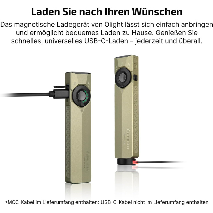 Ультрасвітлодіодний ліхтарик OLIGHT ArkPro з ультрафіолетовим та зеленим світлом, 1700 люмен, міцний плоский ліхтарик з чистим білим світлом, магнітне або USB-C підключення для використання на вулиці, водонепроникний IPX7, зелений колір