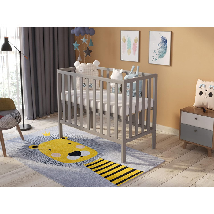 Дитяче ліжечко/спальне місце Love For Sleep 100x50 см з пінопластовим матрацом сірого кольору Paris Дитяче ліжко Baby Bed Wood - Дитяче ліжко Дитяче ліжко, Ліжечко-трансформер, дитяче ліжко сірого кольору Без шухляди