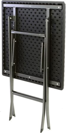 Стіл Nexos під ротанг, балконний стіл, садовий стіл, розкладний стіл, чорний, 61 x 61 x 75 см, прямокутний, кемпінговий стіл, пластиковий, міцний, стійкий, стійкий до атмосферних впливів, легко миється, складаний