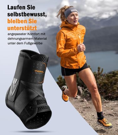 Бандаж для гомілковостопного суглоба при розтягненнях зв&39язок, застібка на липучці, дихаючий, з 2 опорними накладками, стабілізатор для жінок та чоловіків, профілактичний бандаж для стопи, спортивний (BK-чорний, XL) BK-чорний XL