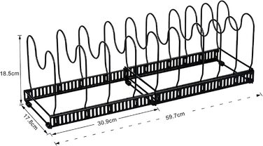 Металева тримач для горщиків Toplife з 10 регульованими відділеннями, ідеально підходить для кухонного начиння, сковорідок, кастру