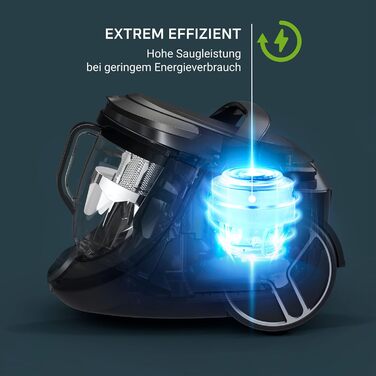 Безмішковий пилосос паркет висока потужність всмоктування низьке енергоспоживання фільтрація HEPA місткість XXL чорний Будинок та