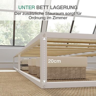 Каркас ліжка Novilla 160 x 200 см, висота каркаса ліжка 25 см, каркаси ліжка з рейковою основою, дерев&39яна рейкова опора, місце для зберігання під ліжком, білий 160 x 200