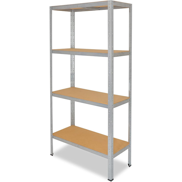 Міцний домашній стелаж, оцинкований/металевий стелаж з 4 полицями/металевий стелаж для підвалу, гаражний стелаж, стелаж для майстерні або стелаж для зберігання/навісний стелаж, металевий, вантажопідйомністю 175 кг, В 180 см / Ш 100 см / Г 40 см, 180x100x4