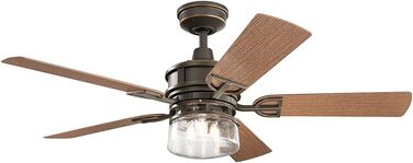 Стельовий вентилятор на 5 лопатей 132 см зі світлодіодним підсвічуванням Olde Bronze з пультом дистанційного керування 5 лопатей 1