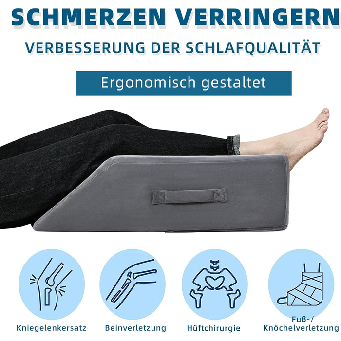 Подушка для ніг TANYOO з піни з ефектом пам&39яті, подушка для колін для підняття ніг, позиціонуюча подушка для покращення сну, вагітність, після операції, домашнє використання (темно-сіра)