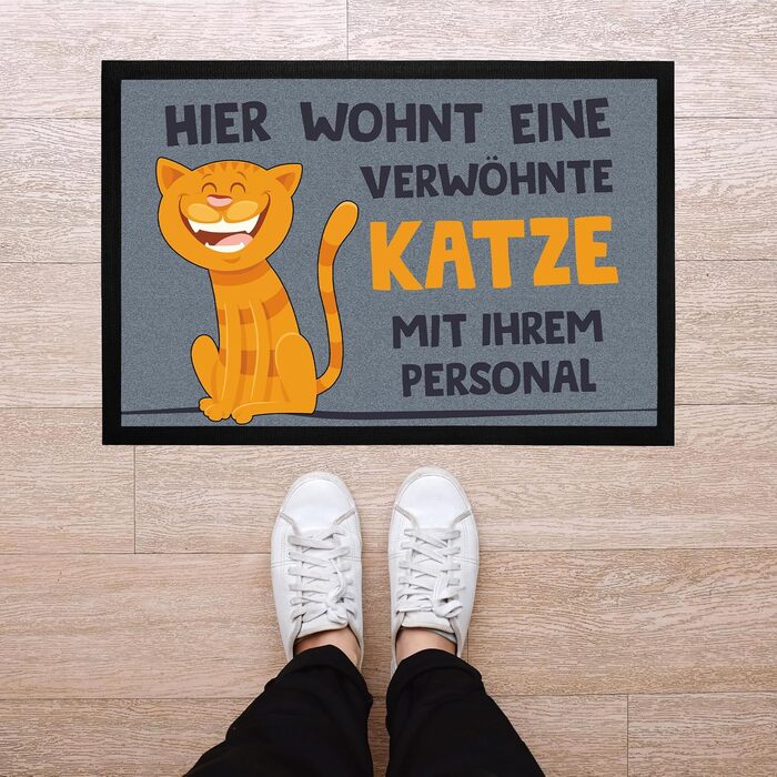 Килимок для дверей MoonWorks з написом &quotРозпещений кіт&quot, кумедний тваринний мотив, власник кота, нековзний та миється, чорний, 60x40 см