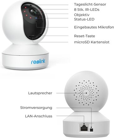 Внутрішня панорамна IP-камера Reolink Wi-Fi, 2K 3MP камера для собак і домашніх тварин, внутрішня камера спостереження Wi-Fi 2,4 ГГц, двостороннє аудіо, радіоняня з виявленням людини/домашньої тварини, E1