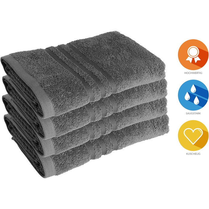 Набір з 4 рушників 50х100см, серія рушників Elena, антрацит 4 х 50 х 100 см антрацит