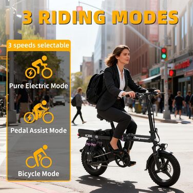 Складаний електровелосипед DEEPOWER, Електричні велосипеди, знімний акумулятор 48 В 10/13/17,5/30 Аг, двигун 250 Вт, подвійні дискові гальма, електровелосипед для дорослих K06-17,5 Аг