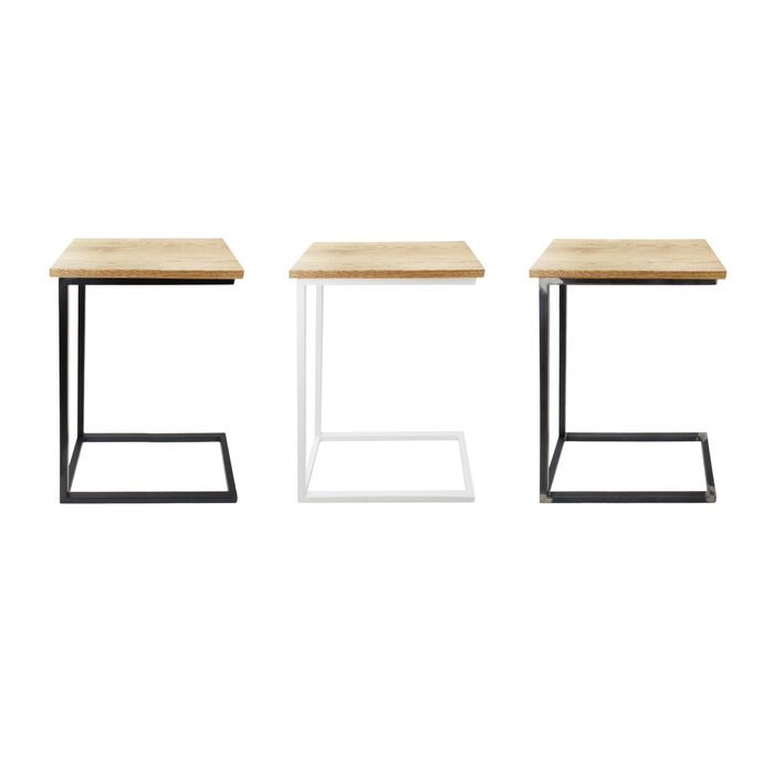 С-подібний журнальний столик Металевий та дерев&39яний столик для ноутбука Журнальний столик для дивана або крісла Практичне місце для зберігання Тумба під ліжком (з дубовою та білою стільницею) Зі стільницею з білого дуба