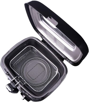 Фритюрниця з олією 2,5 літра мастила, електрична, маленька, регульований термостат, знімний контейнер для масла з антипригарним покриттям, фільтр запаху 1800 Вт, чорний, 4908