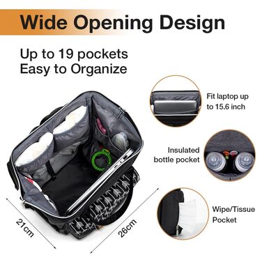 Пеленальний рюкзак для пеленання з пеленальним килимком Багатофункціональна дорожня сумка-рюкзак великої місткості для подорожей в