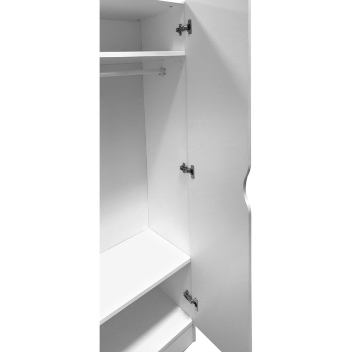 Біла дводверна шафа - Roma - функціональна шафа з розсувними дверима, Dim 70 x 42.5 x 161.5 (H) см, шафа для одягу, меблі для діте