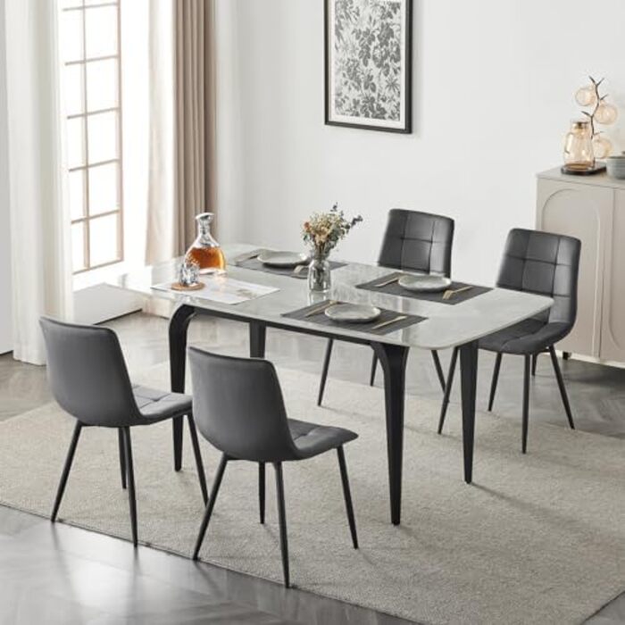 Обідні стільці EUGAD, комплект з 4 шт. , для їдальні, кухні, вітальні, м&39які кухонні стільці зі спинкою, оксамитовий чохол, з металевими ніжками, вантажопідйомність 150 кг, темно-сірий, комплект з 4 предметів (44 x 81 x 51 см)