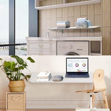 Розкладний настінний стіл uyoyous 120x402 см, настінний розкладний стіл, розкладний настінний стіл, розсувний обідній стіл, настінний стіл для пральні, кухні, офісу, балкону, ноутбука