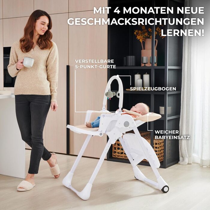 Стільчик для годування Kinderkraft TUMMIE 2 в 1, стільчик для годування, дитячий стільчик, комбінований стільчик для годування, з