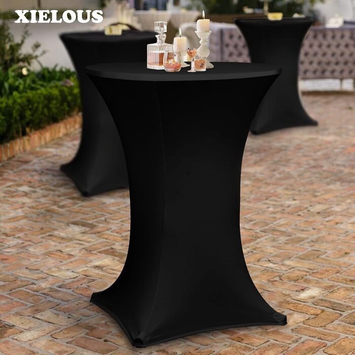 Складаний бістро-стіл, круглий складаний барний стіл з кришкою, водонепроникний для садів, бістро, весіль та заходів на свіжому повітрі, чорний