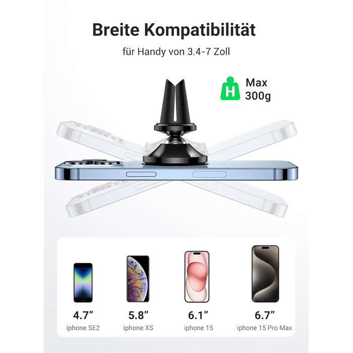 Тримач для мобільних телефонів Автомобільний магнітний вентиляційний магнітний тримач для мобільних телефонів 360 з 2 металевими п