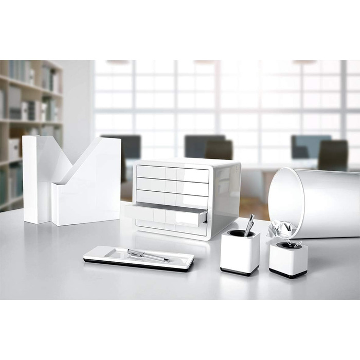 Настільний тримач для файлів HAN i-LINE 2 ПРЕДМЕТИ, елегантний, сучасний високоякісний настільний тримач для файлів зошитів, журналів та папок формату до DIN A4/C4, білий, 16501-12 (Білий, комплект з 4 предметів) комплект з 4 предметів білий