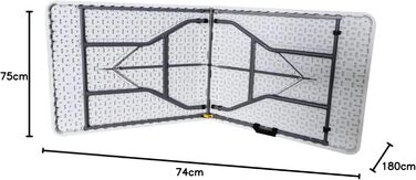 Прямокутні розкладні столи 180 x 74 x 74 см (8 осіб) 180 x 74 x 74 см (8 осіб) Світло-сірий