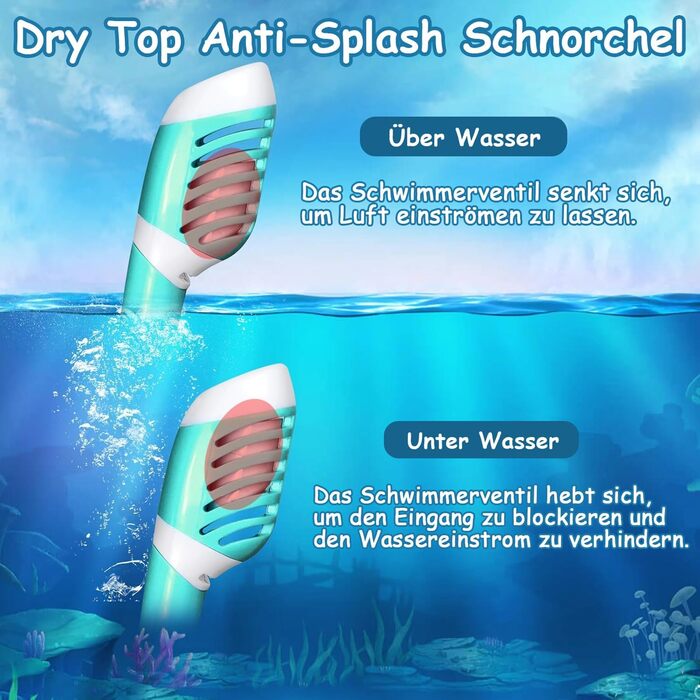 Набір для підводного плавання Vvinca для дітей віком 4-14 років, окуляри для дайвінгу з трубкою, набір для дайвінгу для дівчаток та хлопчиків, захист від запотівання 180, захист від протікання, регульовані еластичні окуляри для плавання, маска для підводн
