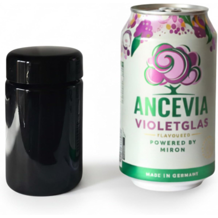 Елегантна скляна банка для зберігання ANCEVIA фіолетового кольору 100 мл (скорочена версія) набір із 3 предметів, герметичний контейнер для зберігання з кришкою Банки для зберігання Miron, скляні контейнери з кришками, наприклад, для спецій, насіння, чаю 