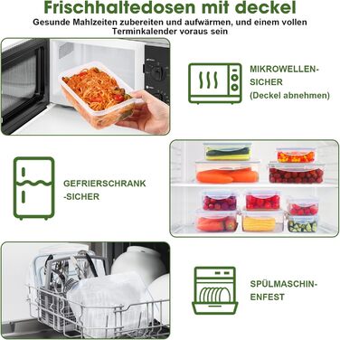 Набір контейнерів для зберігання продуктів YASHE (16 шт., 8 контейнерів 8 кришок), герметичні, без BPA, об'єм 0.24-1.5 л SE-16PCS
