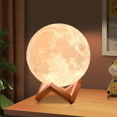 Хлопчики, 2023 Upgrade 3D Moon Light 16 Colours with Wooden Stand Remote/Touch Control and USB Rechargeable Gifts for Women Girls