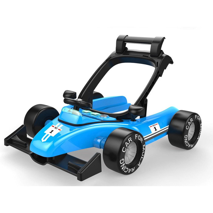 Ходунки Sun Baby 3in1 з регульованим по висоті автомобілем, Formula Racing, інтерактивні та складні з запобіжним стопором, кнопками, світлом і звуком від 6 місяців (синій)