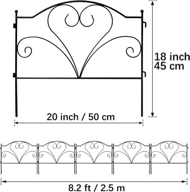 Декоративний садовий паркан Thealyn 45см В x 50см Ш (5 панелей, загальна довжина 2,5 м) Паркан без копання Бордюрний паркан з нержавіючого металу для дворового ландшафту, патіо, газону, клумби