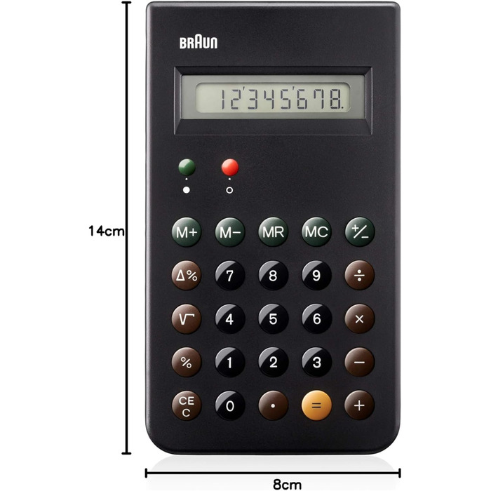 Кишеньковий калькулятор BRAUN BNE 001 BK CULT, Дітер Рамс, 8-розрядний РК-дисплей з твердою розсувною кришкою, чорний