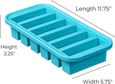 Лоток для заморозки Super Cubes об&39ємом 1/2 склянки з кришкою, 2 шт., виходить 12 ідеальних порцій по 1/2 склянки, заморозьте песто, сальсу або соус Aqua, 2 шт.