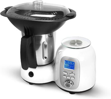 Багатофункціональний кухонний комбайн efbe-Schott Thermomaster SC HA 1020 з вбудованими вагами, 11 швидкостей, функція приготування, НЕРЖАВІЮЧА СТАЛЬ, аксесуари