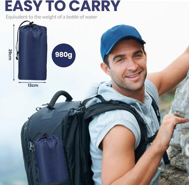 Надувний килимок для сну, товщиною 8 см, надлегкий килимок для сну з подушкою та ножним насосом, 198 * 68 см, портативний компактний кемпінговий матрац, кемпінговий надувний матрац для походів, активного відпочинку, подорожей