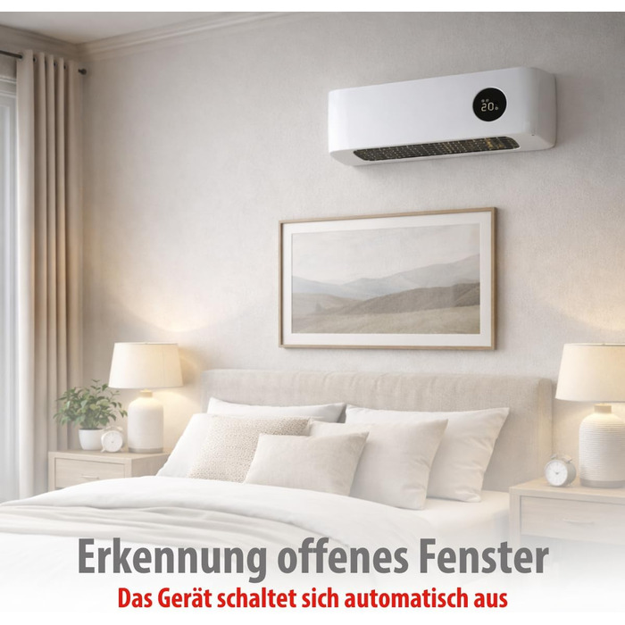 Настінний вентилятор-обігрівач Alpina 2000 Вт керамічний променевий обігрівач з 2 рівнями потужності та таймером цифровий термостат компактний настінний обігрівач настінний монтаж