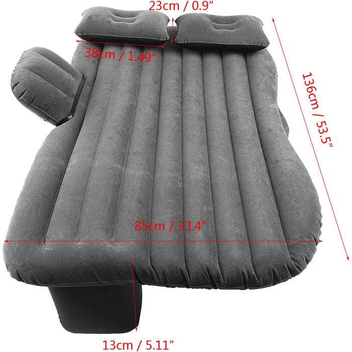 Надувне автокрісло Dioche, складне, дорожній матрац для заднього сидіння, багатофункціональне, з електричним повітряним насосом (чорне)