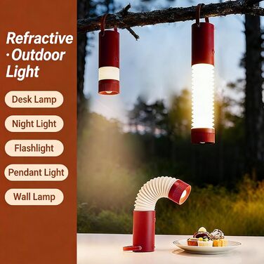 Ліхтар для кемпінгу Srliya, складний, підвісний, ліхтарик для намету, портативний, акумуляторний, кемпінговий ліхтарик для подорожей на природі, походів, надзвичайних ситуацій (цегляно-червоний)