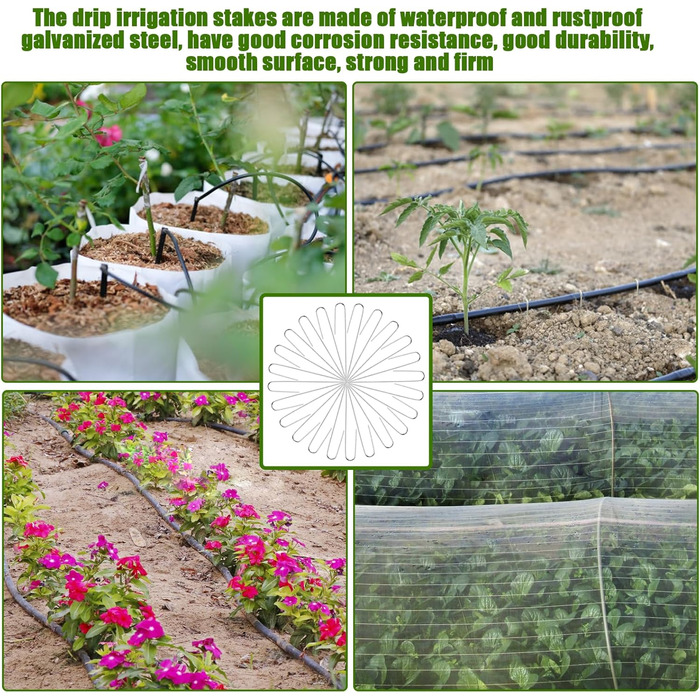 Скоби для крапельного зрошення, садові кілки J-подібної форми, 5-дюймові скоби для ландшафтного дизайну, штифти для крапельного зрошення (призначені для утримання крапельних трубок діаметром до 1/2 дюйма), для утримання крапельних трубок діаметром до 1,27