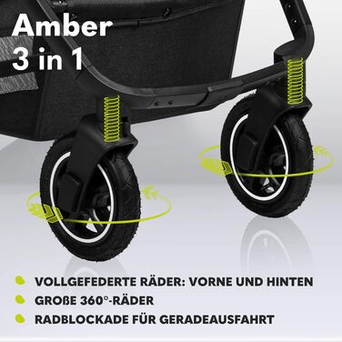 Дитяча коляска 3 в 1 комплект спортивне сидіння фіксована люлька автокрісло сумка москітна сітка дощовик XXL дах із захистом від с